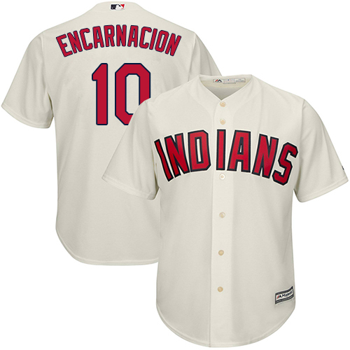 Indians #10 Edwin Encarnacion Cream New Cool Base Stitched MLB Jersey - Click Image to Close